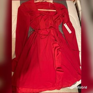 *NEVER WORN* RED long sleeve ruffle dress